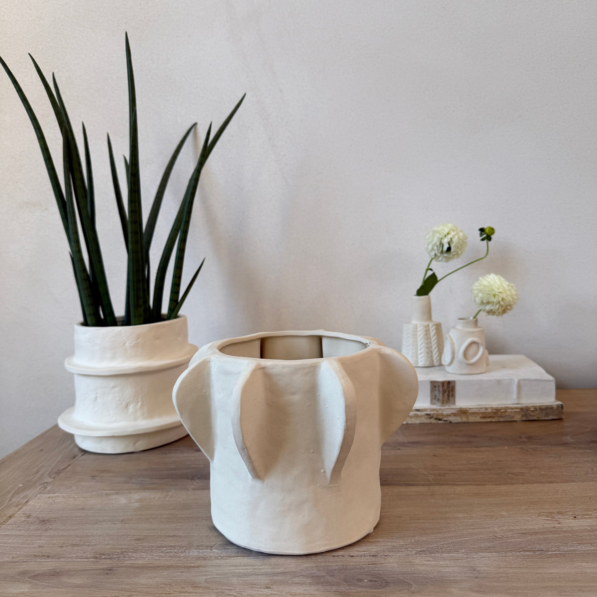 Natural Stoneware Ceramic Flower Pot