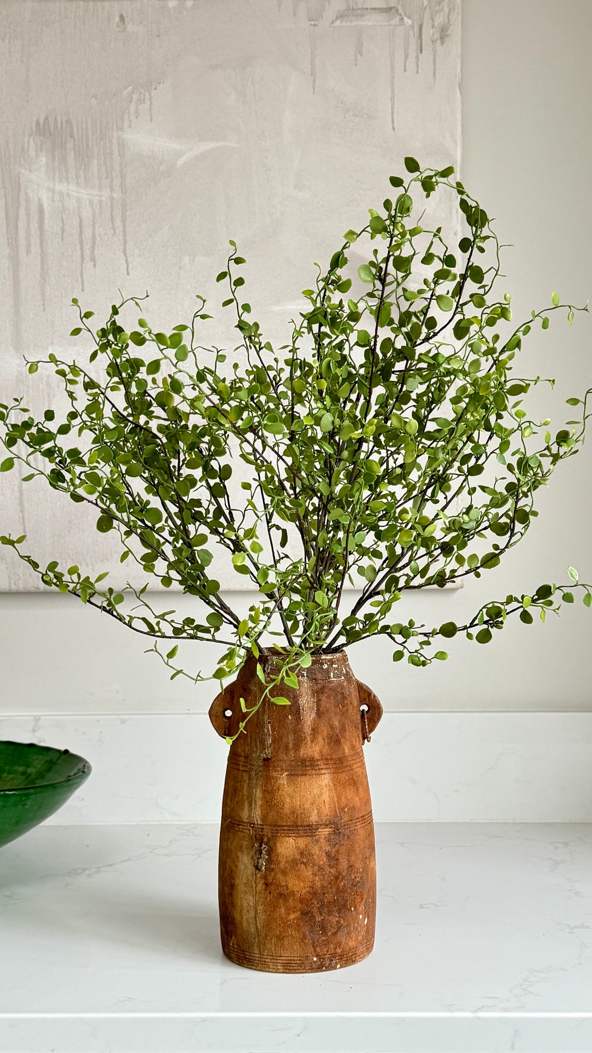 Faux Muehlenbeckia leaf spray green 51cm