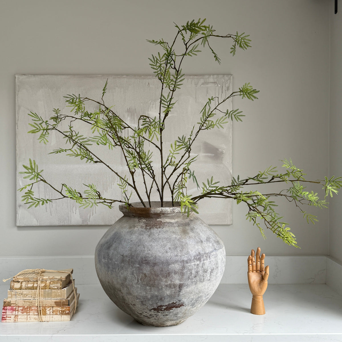 Faux mimosa bush green 110cm