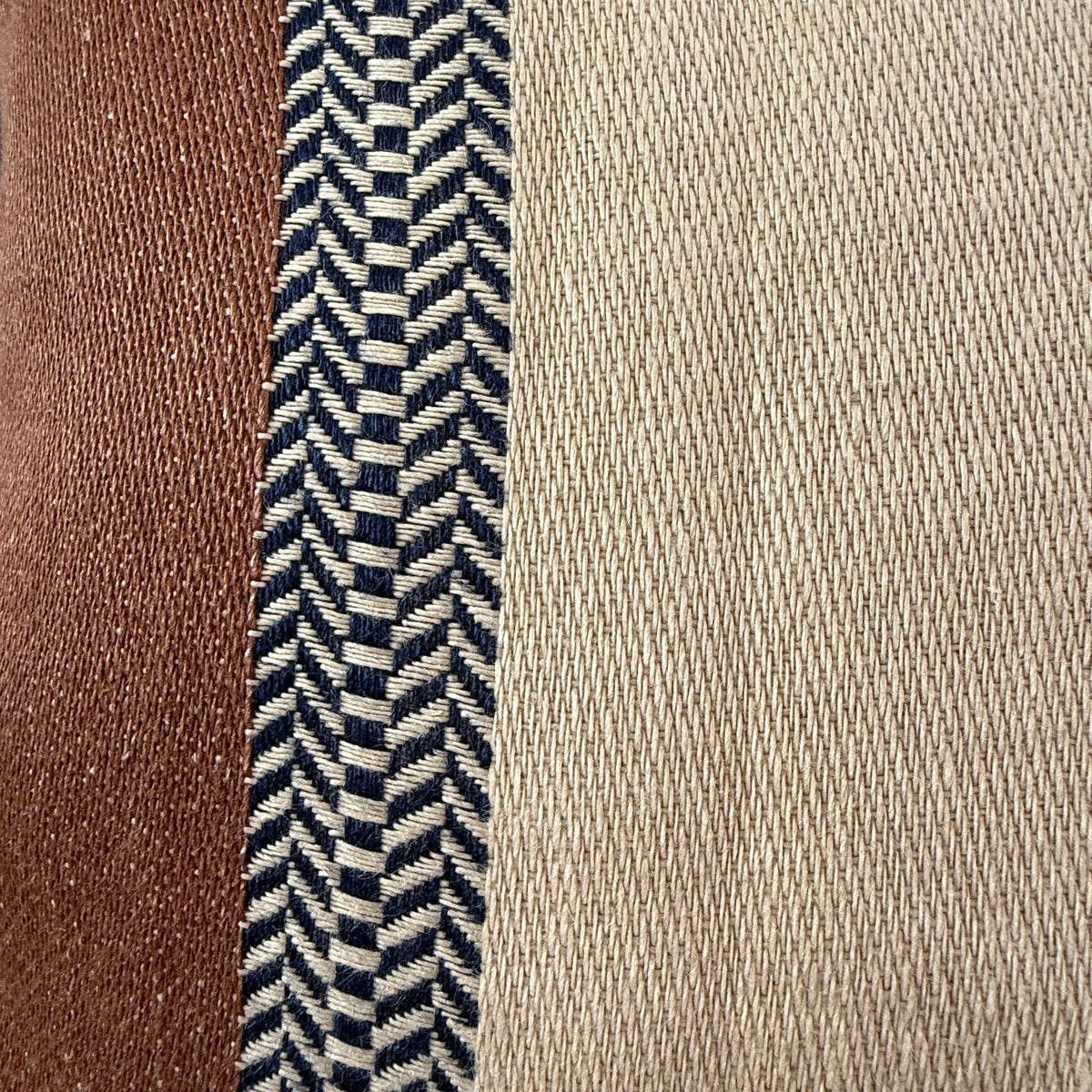 Woven Linen Cushion | Indigo Ochre Stripe